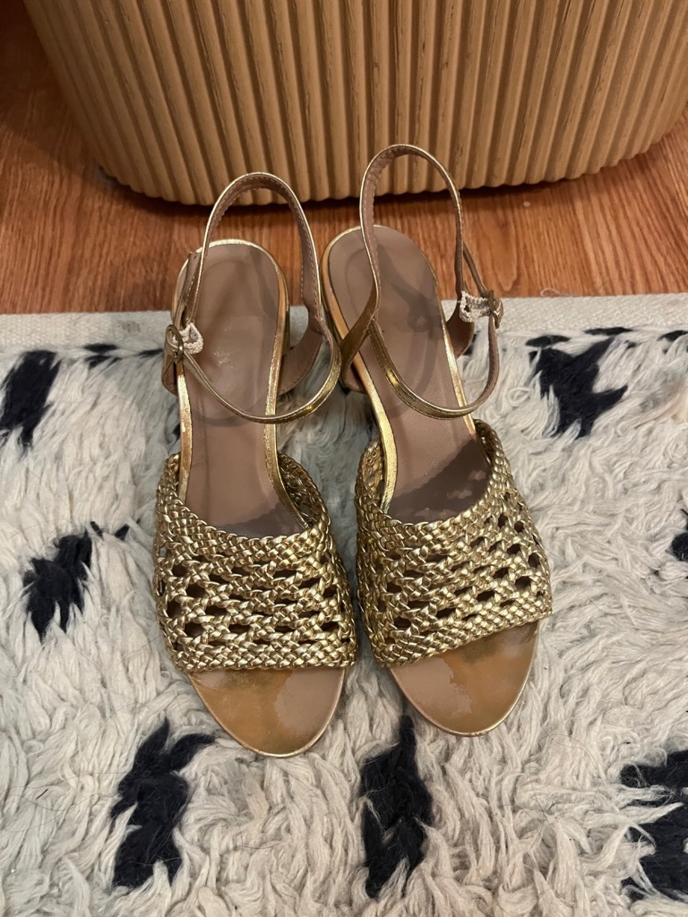 Rouge! Gold Braided Slingback Sandals